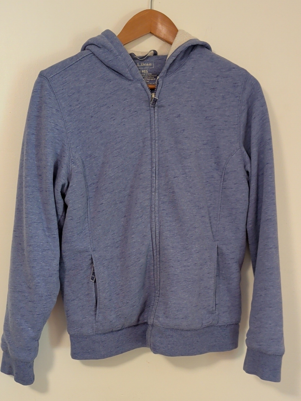 L.L. Bean Women's Heather Blue Full-Zip Hooded Windbreaker
